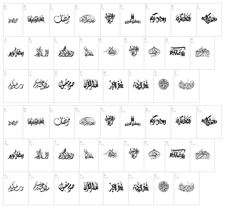 Felicitation Arabic Ramadan font map